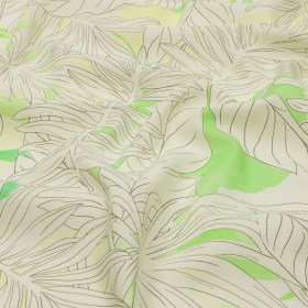 Linen and Rayon Woven – White and Pale Green Leaves – Under the Boardwalk Print – Mood Exclusive Palm Beach Collection Linen and Rayon Woven – White and Pale Green Leaves – Under the Boardwalk Print – Mood Exclusive Palm Beach Collection