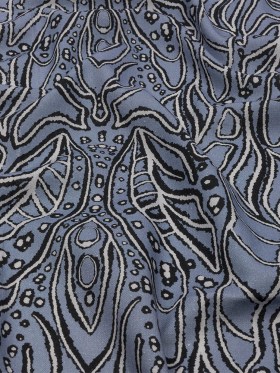 Linen and Rayon Woven – Blue Gray Leaves – Bora Bungalow Print – Mood Exclusive Palm Beach Collection Linen and Rayon Woven – Blue Gray Leaves – Bora Bungalow Print – Mood Exclusive Palm Beach Collection