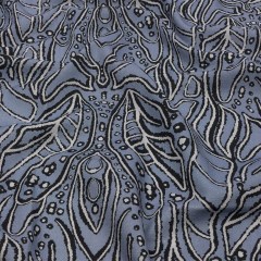 Linen and Rayon Woven – Blue Gray Leaves – Bora Bungalow Print – Mood Exclusive Palm Beach Collection Linen and Rayon Woven – Blue Gray Leaves – Bora Bungalow Print – Mood Exclusive Palm Beach Collection