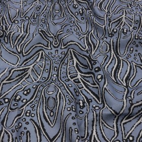 Linen and Rayon Woven – Blue Gray Leaves – Bora Bungalow Print – Mood Exclusive Palm Beach Collection Linen and Rayon Woven – Blue Gray Leaves – Bora Bungalow Print – Mood Exclusive Palm Beach Collection