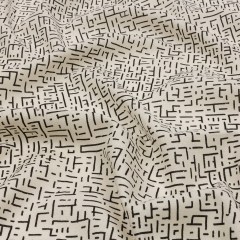 Linen and Rayon Woven – White and Black Geometric Lines – Maui Maze Print – Mood Exclusive Palm Beach Collection Linen and Rayon Woven – White and Black Geometric Lines – Maui Maze Print – Mood Exclusive Palm Beach Collection