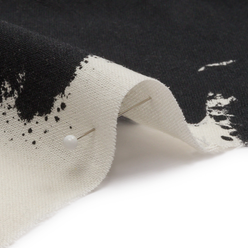 Linen and Rayon Woven - Black and White Abstract - Hatteras Harbor Print - Mood Exclusive Palm Beach Collection