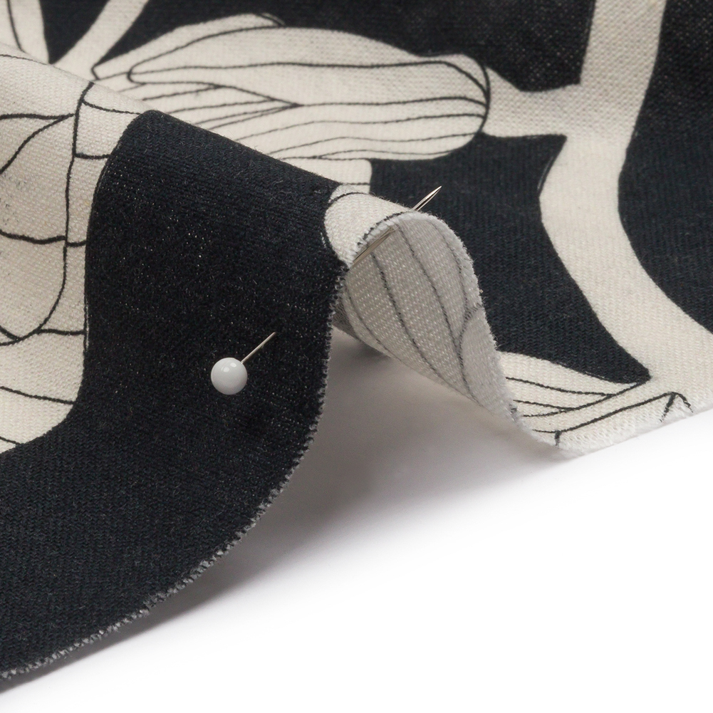 Linen and Rayon Woven - Black Floral - Floridian Nights Print - Mood Exclusive Palm Beach Collection