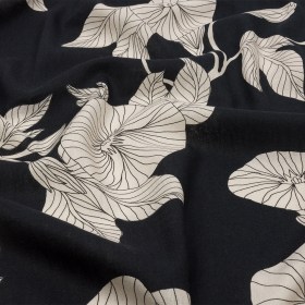 Linen and Rayon Woven – Black Floral – Floridian Nights Print – Mood Exclusive Palm Beach Collection Linen and Rayon Woven – Black Floral – Floridian Nights Print – Mood Exclusive Palm Beach Collection