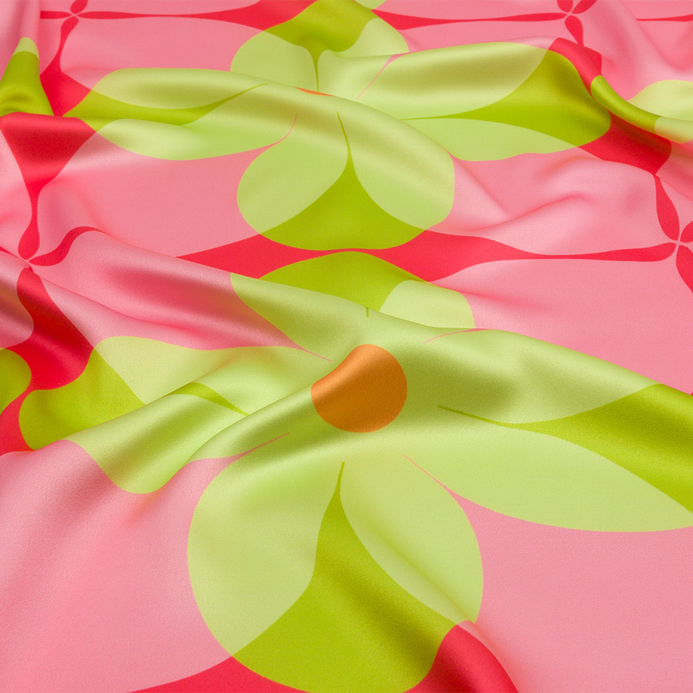 Mood Exclusive Pink Soda Pop Petals Polyester Stretch Satin Mood Exclusive Pink Soda Pop Petals Polyester Stretch Satin
