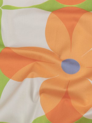 Stretch Cotton Sateen – Orange and White Floral – Soda Pop Petals Print – Mood Exclusive Yesterday Collection Stretch Cotton Sateen – Orange and White Floral – Soda Pop Petals Print – Mood Exclusive Yesterday Collection