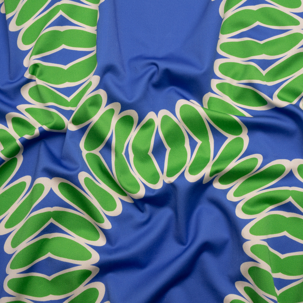 Stretch Cotton Sateen – Blue Leafy Circles – Ripple Effect Print – Mood Exclusive Marigold Collection Stretch Cotton Sateen – Blue Leafy Circles – Ripple Effect Print – Mood Exclusive Marigold Collection