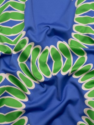 Stretch Cotton Sateen – Blue Leafy Circles – Ripple Effect Print – Mood Exclusive Marigold Collection Stretch Cotton Sateen – Blue Leafy Circles – Ripple Effect Print – Mood Exclusive Marigold Collection