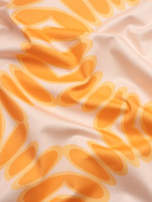 Stretch Cotton Sateen – Orange Leafy Circles – Ripple Effect Print – Mood Exclusive Marigold Collection Stretch Cotton Sateen – Orange Leafy Circles – Ripple Effect Print – Mood Exclusive Marigold Collection