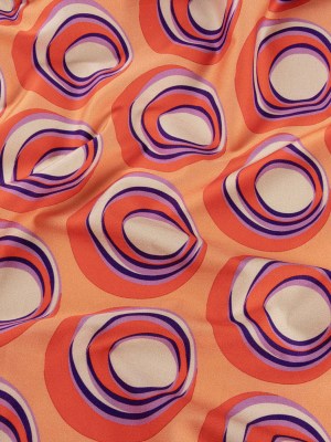 Stretch Cotton Sateen – Orange and Purple Circles – Stop The Beat Print – Mood Exclusive Yesterday Collection Stretch Cotton Sateen – Orange and Purple Circles – Stop The Beat Print – Mood Exclusive Yesterday Collection