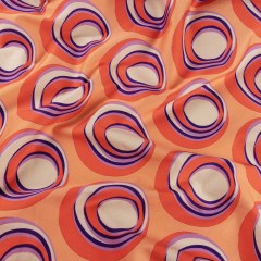 Stretch Cotton Sateen – Orange and Purple Circles – Stop The Beat Print – Mood Exclusive Yesterday Collection Stretch Cotton Sateen – Orange and Purple Circles – Stop The Beat Print – Mood Exclusive Yesterday Collection