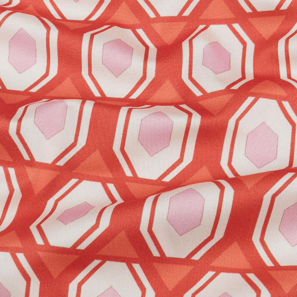 Stretch Cotton Sateen – Red Honeycomb Diamonds – Arcade Fever Print – Mood Exclusive Yesterday Collection Stretch Cotton Sateen – Red Honeycomb Diamonds – Arcade Fever Print – Mood Exclusive Yesterday Collection