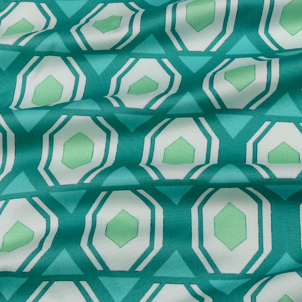 Stretch Cotton Sateen – Turquoise Honeycomb Diamonds – Arcade Fever Print – Mood Exclusive Yesterday Collection Stretch Cotton Sateen – Turquoise Honeycomb Diamonds – Arcade Fever Print – Mood Exclusive Yesterday Collection