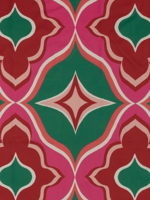 Stretch Cotton Sateen – Red, Green and Pink Ogees – Age of Aquarius Print – Mood Exclusive Yesterday Collection Stretch Cotton Sateen – Red, Green and Pink Ogees – Age of Aquarius Print – Mood Exclusive Yesterday Collection
