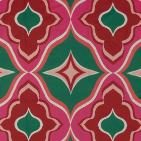 Stretch Cotton Sateen – Red, Green and Pink Ogees – Age of Aquarius Print – Mood Exclusive Yesterday Collection Stretch Cotton Sateen – Red, Green and Pink Ogees – Age of Aquarius Print – Mood Exclusive Yesterday Collection