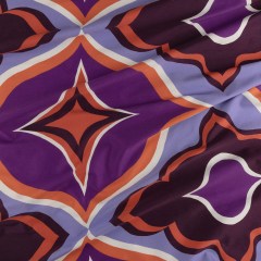 Stretch Cotton Sateen – Purple and Orange Ogees – Age of Aquarius Print – Mood Exclusive Yesterday Collection Stretch Cotton Sateen – Purple and Orange Ogees – Age of Aquarius Print – Mood Exclusive Yesterday Collection