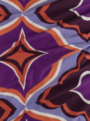 Stretch Cotton Sateen – Purple and Orange Ogees – Age of Aquarius Print – Mood Exclusive Yesterday Collection Stretch Cotton Sateen – Purple and Orange Ogees – Age of Aquarius Print – Mood Exclusive Yesterday Collection