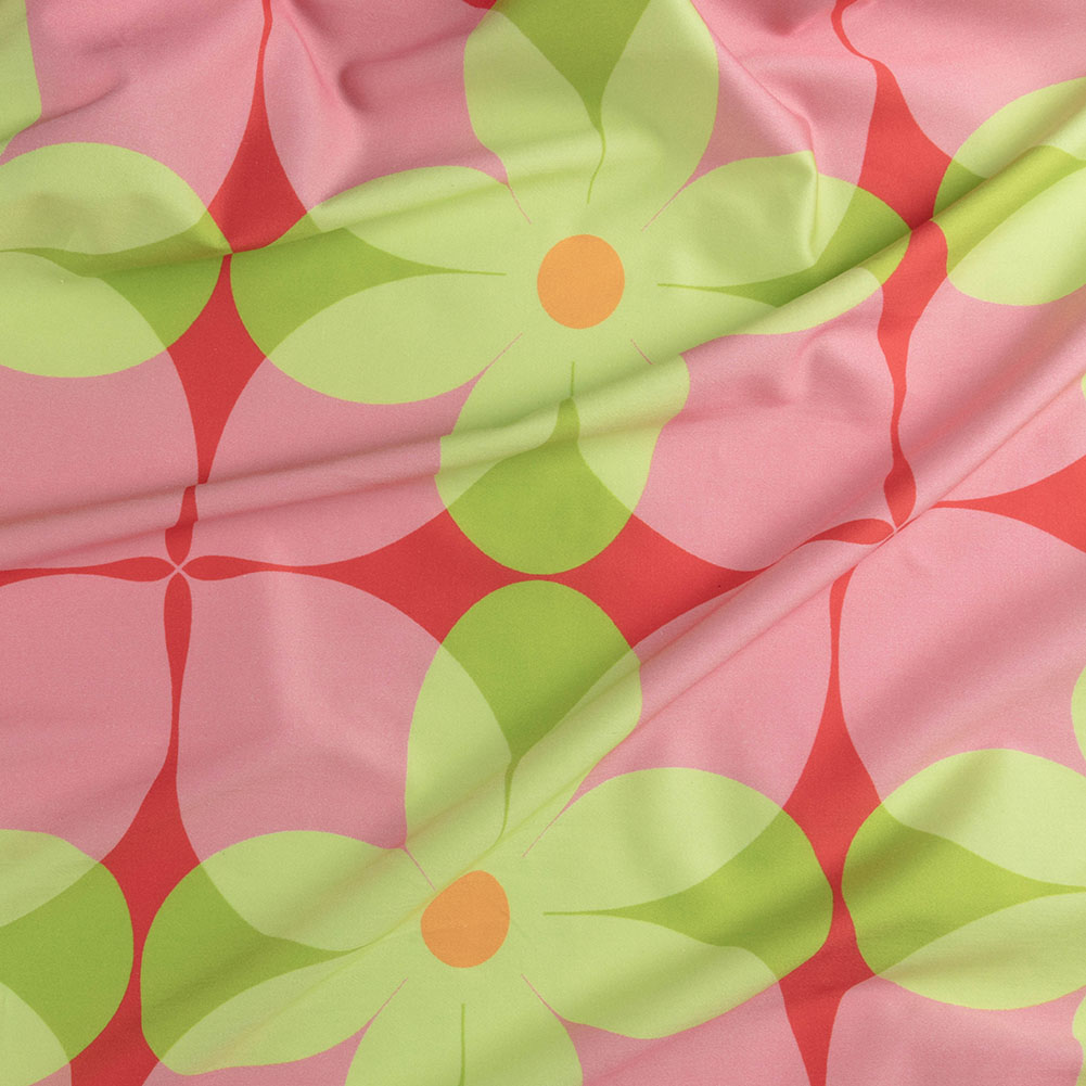 Stretch Cotton Sateen – Pink and Lime Floral – Soda Pop Petals Print – Mood Exclusive Yesterday Collection Stretch Cotton Sateen – Pink and Lime Floral – Soda Pop Petals Print – Mood Exclusive Yesterday Collection