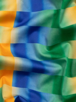 Stretch Cotton Sateen – Orange and Blue Gradient Checkered Stripes – Checks Out Print – Mood Exclusive Marigold Collection Stretch Cotton Sateen – Orange and Blue Gradient Checkered Stripes – Checks Out Print – Mood Exclusive Marigold Collection