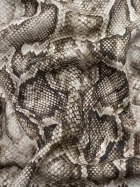 Linen and Rayon Woven – Gray Python Skin – Tanzania Temptations Print – Mood Exclusive Kilimanjaro Collection Linen and Rayon Woven – Gray Python Skin – Tanzania Temptations Print – Mood Exclusive Kilimanjaro Collection