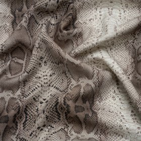 Linen and Rayon Woven – Gray Snakeskin – Midnight Lurking Print – Mood Exclusive Kilimanjaro Collection Linen and Rayon Woven – Gray Snakeskin – Midnight Lurking Print – Mood Exclusive Kilimanjaro Collection