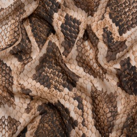 Viscose Georgette – Beige and Brown Snakeskin – Kaa’s Charm Print – Mood Exclusive Kilimanjaro Collection Viscose Georgette – Beige and Brown Snakeskin – Kaa’s Charm Print – Mood Exclusive Kilimanjaro Collection