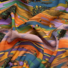 Viscose Crepe – Colorful Landscape – Mood Exclusive Garrowby Hill Print Viscose Crepe – Colorful Landscape – Mood Exclusive Garrowby Hill Print