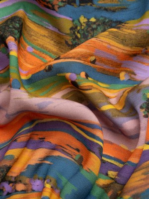 Viscose Crepe – Colorful Landscape – Mood Exclusive Garrowby Hill Print Viscose Crepe – Colorful Landscape – Mood Exclusive Garrowby Hill Print