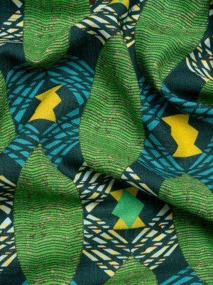 Viscose and Linen Woven – Blue and Green Surfboard Geometric – Mood Exclusive Waimea Bay Print Viscose and Linen Woven – Blue and Green Surfboard Geometric – Mood Exclusive Waimea Bay Print