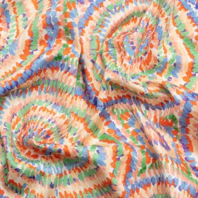 Stretch Cotton Sateen – Orange and Green Circles – Mood Exclusive Tidal Dye Print Stretch Cotton Sateen – Orange and Green Circles – Mood Exclusive Tidal Dye Print