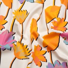 Stretch Cotton Sateen – Pink and orange Floral Silhouettes – Mood Exclusive Speaks For The Trees Print Stretch Cotton Sateen – Pink and orange Floral Silhouettes – Mood Exclusive Speaks For The Trees Print