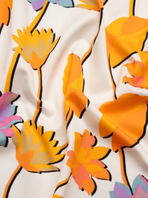 Stretch Cotton Sateen – Pink and orange Floral Silhouettes – Mood Exclusive Speaks For The Trees Print Stretch Cotton Sateen – Pink and orange Floral Silhouettes – Mood Exclusive Speaks For The Trees Print