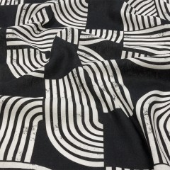 Linen and Rayon Woven – Black Geometric Arches – Submarine Dream Print – Mood Exclusive Palm Beach Collection Linen and Rayon Woven – Black Geometric Arches – Submarine Dream Print – Mood Exclusive Palm Beach Collection