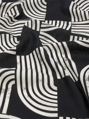 Linen and Rayon Woven – Black Geometric Arches – Submarine Dream Print – Mood Exclusive Palm Beach Collection Linen and Rayon Woven – Black Geometric Arches – Submarine Dream Print – Mood Exclusive Palm Beach Collection