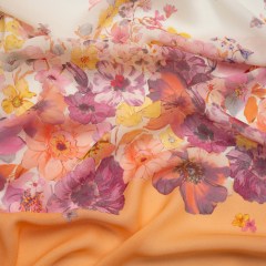 Viscose Georgette Panel – Orange and Purple Floral – Mood Exclusive Creamsicle Carnations Print Viscose Georgette Panel – Orange and Purple Floral – Mood Exclusive Creamsicle Carnations Print