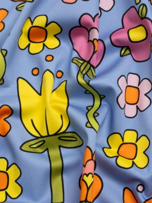 Stretch Cotton Sateen – Blue, Yellow and Purple Simple Floral – Mood Exclusive Atari Acres Print Stretch Cotton Sateen – Blue, Yellow and Purple Simple Floral – Mood Exclusive Atari Acres Print