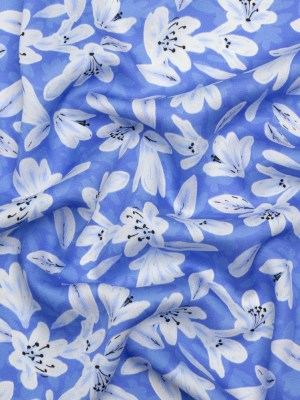 Rayon Challis – Blue Floral – Daybreak Bloom Print – Mood Exclusive Chariot Collection Rayon Challis – Blue Floral – Daybreak Bloom Print – Mood Exclusive Chariot Collection