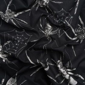 Cotton Voile – Black and White Spiders – Mood Exclusive Tantalizing Tarantulas Print Cotton Voile – Black and White Spiders – Mood Exclusive Tantalizing Tarantulas Print