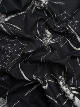 Cotton Voile – Black and White Spiders – Mood Exclusive Tantalizing Tarantulas Print Cotton Voile – Black and White Spiders – Mood Exclusive Tantalizing Tarantulas Print