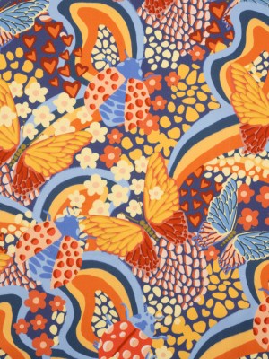Stretch Cotton Sateen – Orange and Blue Butterflies and Doodles – Sunbeam Garden Print – Mood Exclusive Chariot Collection Stretch Cotton Sateen – Orange and Blue Butterflies and Doodles – Sunbeam Garden Print – Mood Exclusive Chariot Collection