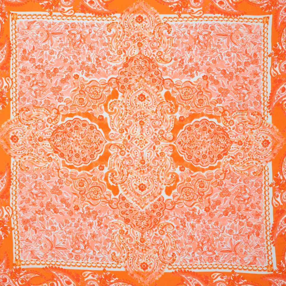 Rayon Challis Panel – Orange Paisley Floral – Sicilian Summer Print – Mood Exclusive Chariot Collection Rayon Challis Panel – Orange Paisley Floral – Sicilian Summer Print – Mood Exclusive Chariot Collection