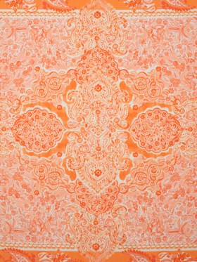 Stretch Cotton Sateen Panel – Orange Paisley Floral – Sicilian Summer Print – Mood Exclusive Chariot Collection Stretch Cotton Sateen Panel – Orange Paisley Floral – Sicilian Summer Print – Mood Exclusive Chariot Collection
