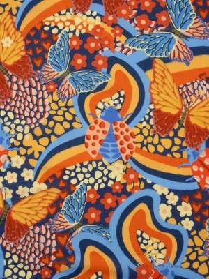 Cotton Voile – Orange and Blue Butterflies and Doodles – Sunbeam Garden Print – Mood Exclusive Chariot Collection Cotton Voile – Orange and Blue Butterflies and Doodles – Sunbeam Garden Print – Mood Exclusive Chariot Collection