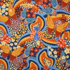 Cotton Voile – Orange and Blue Butterflies and Doodles – Sunbeam Garden Print – Mood Exclusive Chariot Collection Cotton Voile – Orange and Blue Butterflies and Doodles – Sunbeam Garden Print – Mood Exclusive Chariot Collection