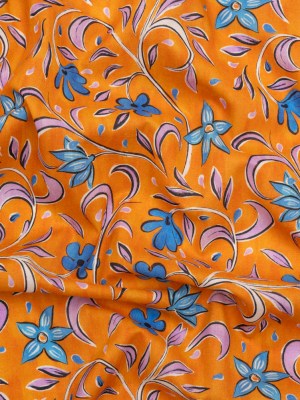 Cotton Voile – Orange and Blue Floral – Apollo’s Laurel Print – Mood Exclusive Chariot Collection Cotton Voile – Orange and Blue Floral – Apollo’s Laurel Print – Mood Exclusive Chariot Collection