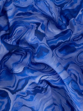 Linen-Rayon Woven – Blue Abstract – Skyscape Print – Mood Exclusive Chariot Collection Linen-Rayon Woven – Blue Abstract – Skyscape Print – Mood Exclusive Chariot Collection