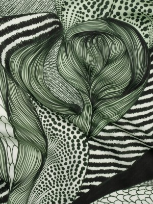 Rayon Challis – Dark Green and White Doodled Patterns – Forest Fantasy Print – Mood Exclusive Acadia Collection Rayon Challis – Dark Green and White Doodled Patterns – Forest Fantasy Print – Mood Exclusive Acadia Collection