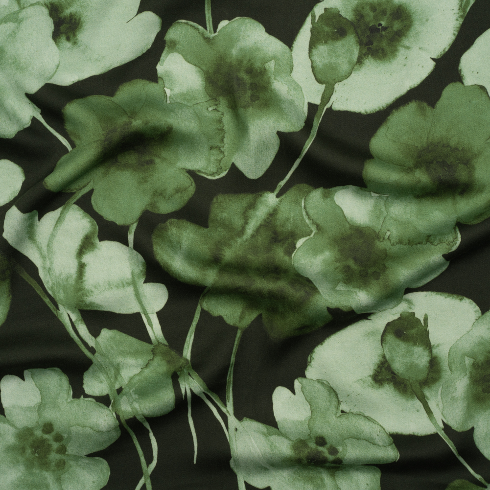 Rayon Challis – Green Painterly Flowers – Coastal Clover Print – Mood Exclusive Acadia Collection Rayon Challis – Green Painterly Flowers – Coastal Clover Print – Mood Exclusive Acadia Collection