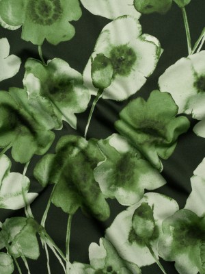 Stretch Cotton Sateen – Green Painterly Flowers – Coastal Clover Print – Mood Exclusive Acadia Collection Stretch Cotton Sateen – Green Painterly Flowers – Coastal Clover Print – Mood Exclusive Acadia Collection