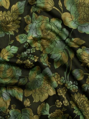 Stretch Cotton Sateen – Green, Olive and Navy Floral – Secret Garden Print – Mood Exclusive Acadia Collection Stretch Cotton Sateen – Green, Olive and Navy Floral – Secret Garden Print – Mood Exclusive Acadia Collection